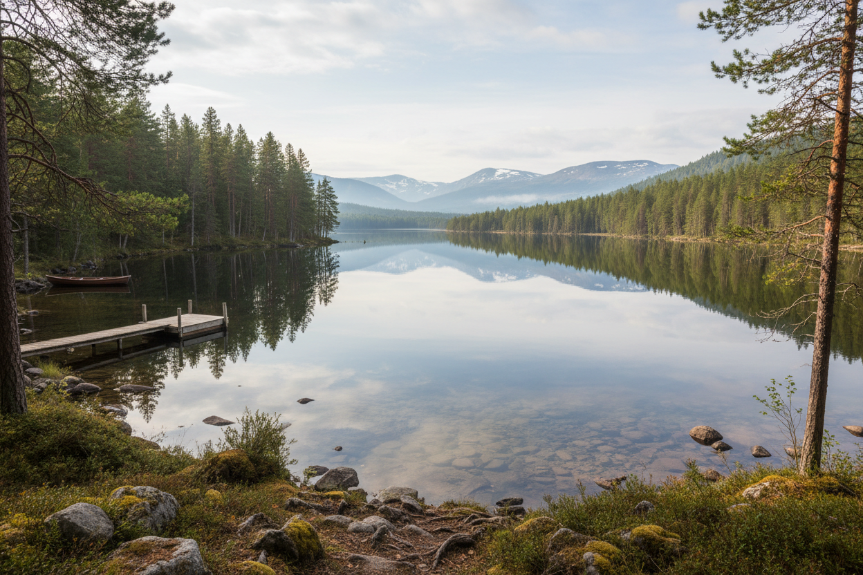 Skog och sjö landskap